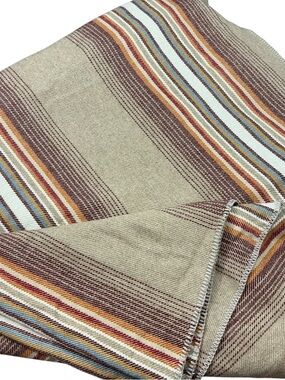 Pendleton Sienna Stripe 100% Wool brown, tan reversrsible Blanket 83x89 USA made